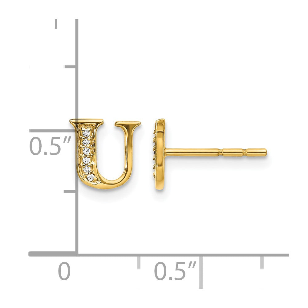Diamond Initial U Post Earrings - WBC