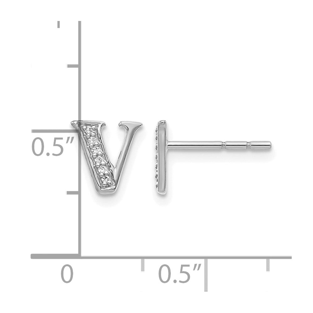 Diamond Initial V Post Earrings - WBC