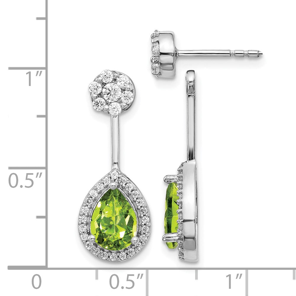 5/8 carat Diamond and Pear Peridot Front/Back Post Earrings - WBC