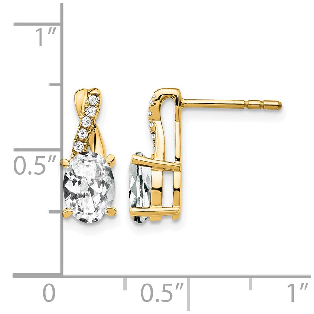 7x5 Oval April/ Topaz and Diamond Post Earrings - WBC
