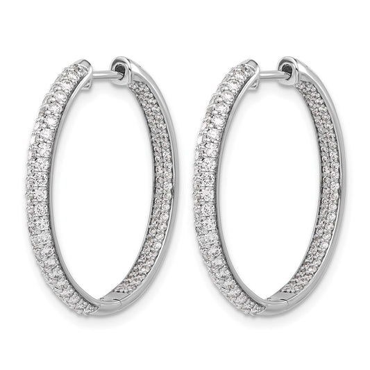 2-row 1.5 carat Diamond In/Out Hinged Hoop Earrings - WBC