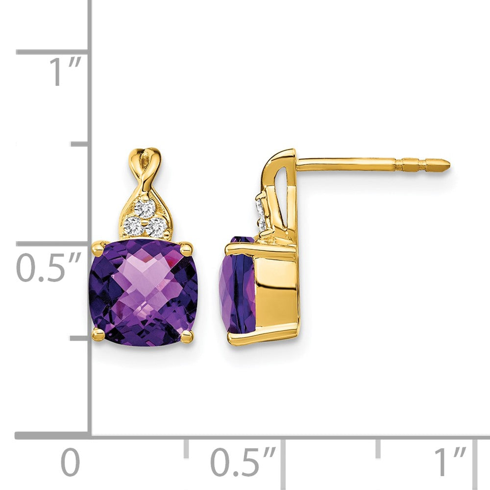 Cushion Checkerboard February/Amethyst and Diamond Post Earrings - WBC