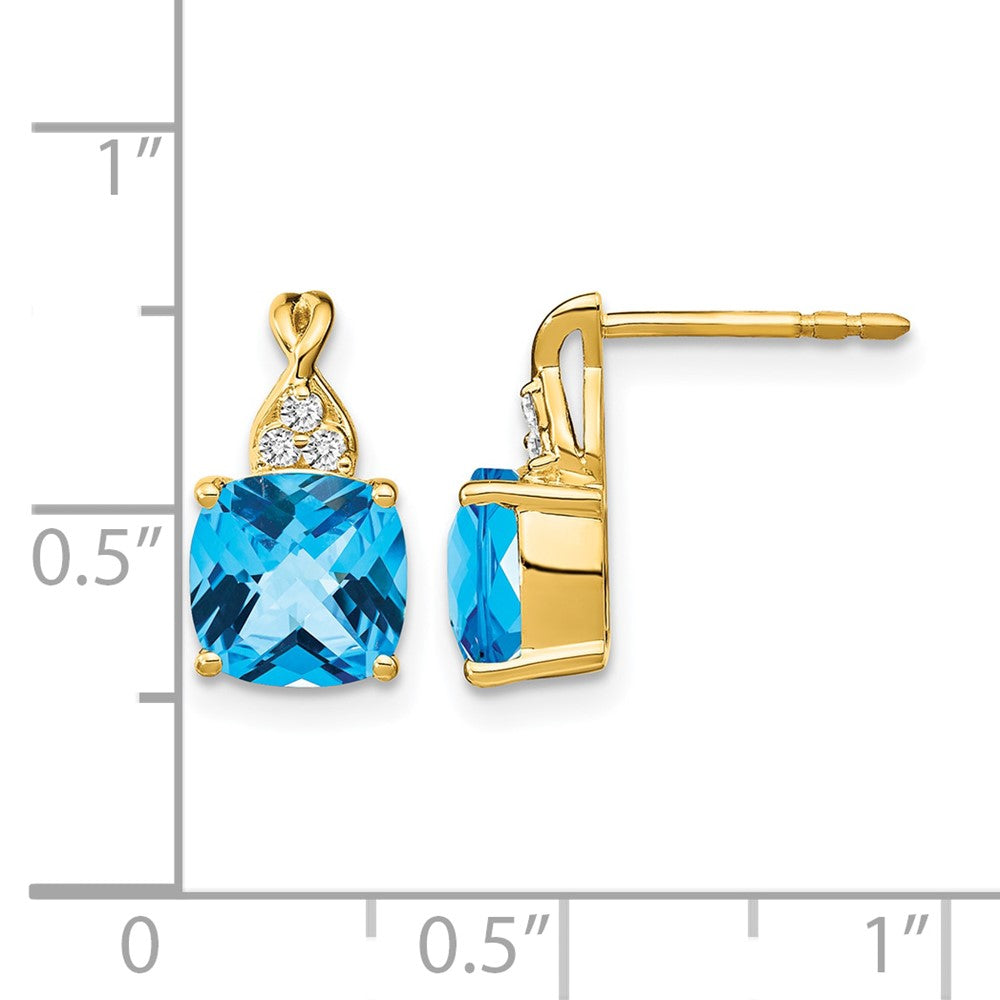 Cushion Checkerboard December/Blue Topaz and Diamond Post Earrings - WBC