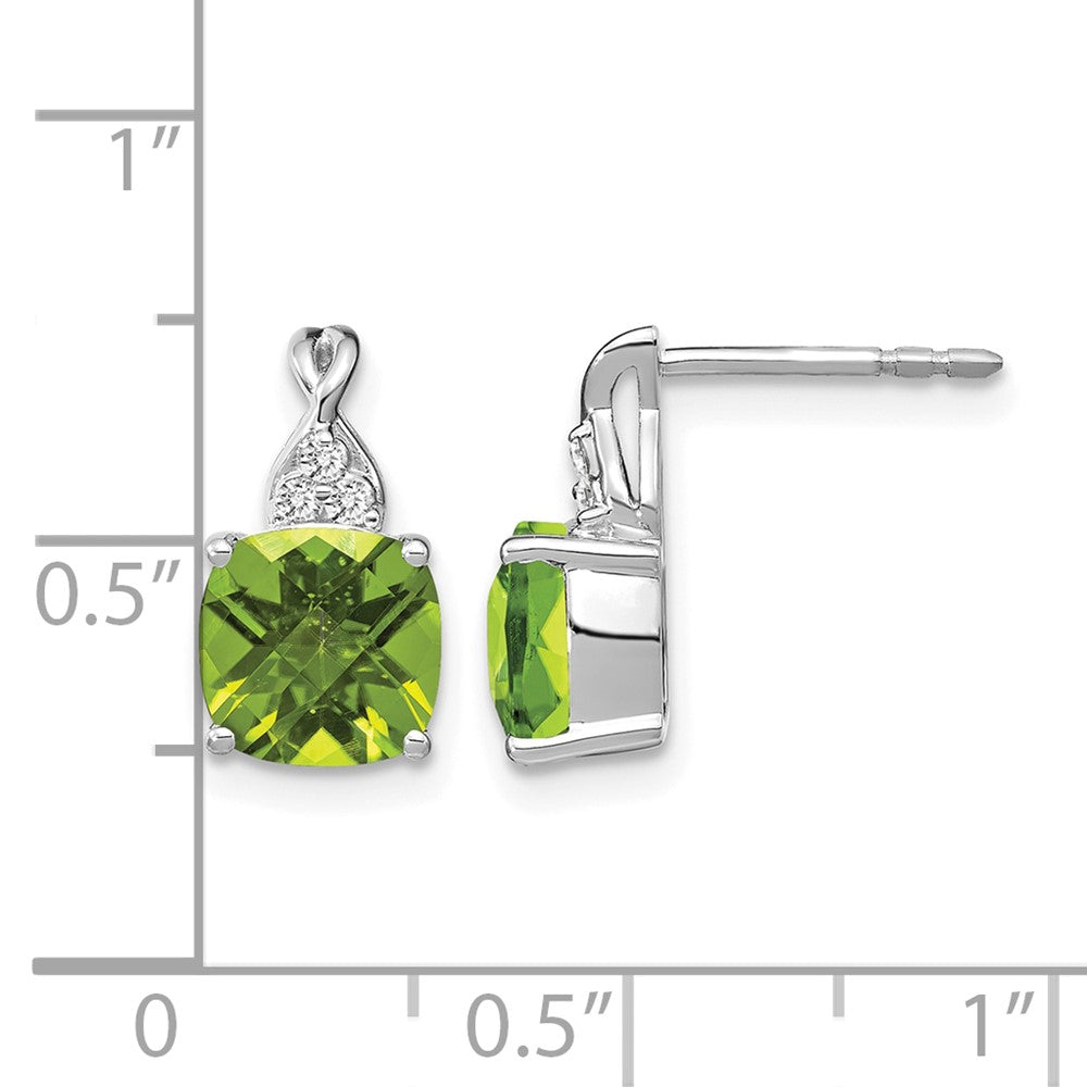 Cushion Checkerboard August/Peridot and Diamond Post Earrings - WBC