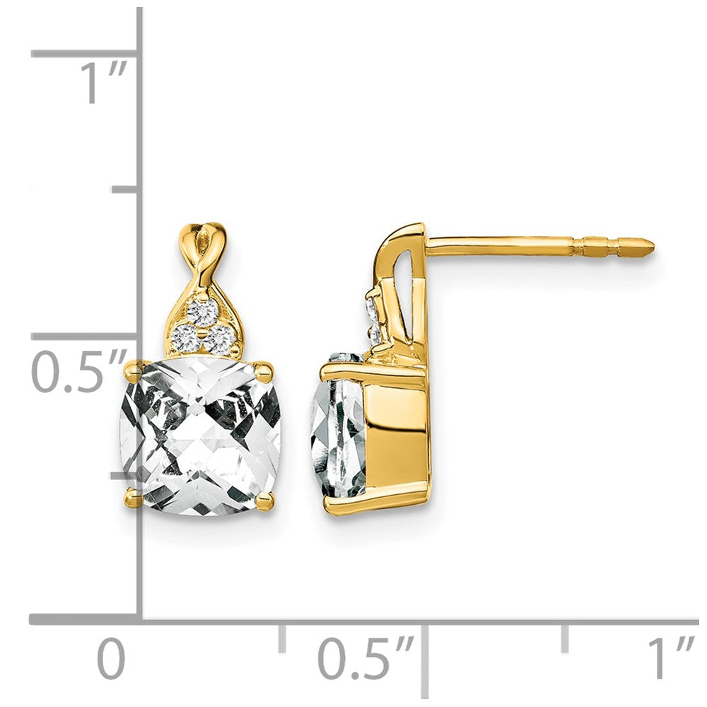 Cushion Checkerboard April/ Topaz and Diamond Post Earrings - WBC