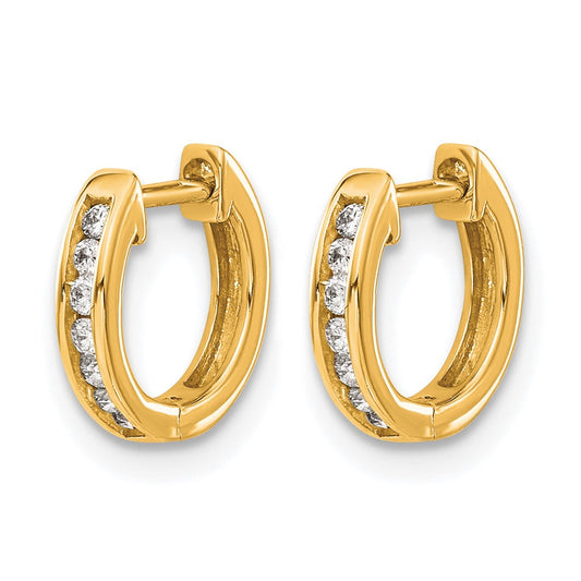 14K Gold 1/10 ct Diamond Channel-set Hinged Hoop Earrings, 2.5mm
