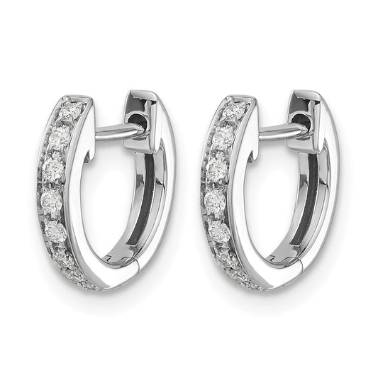 14K White Gold 1/6 ct Diamond Hinged Hoop Earrings, 12mm