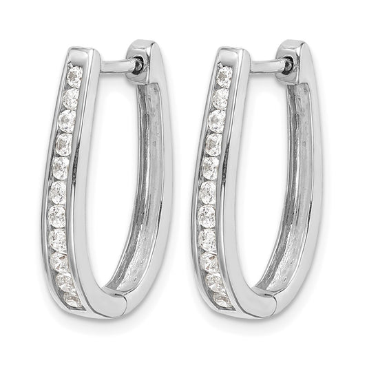 1/2 carat Diamond Channel-set Oval Hinged Hoop Earrings - WBC