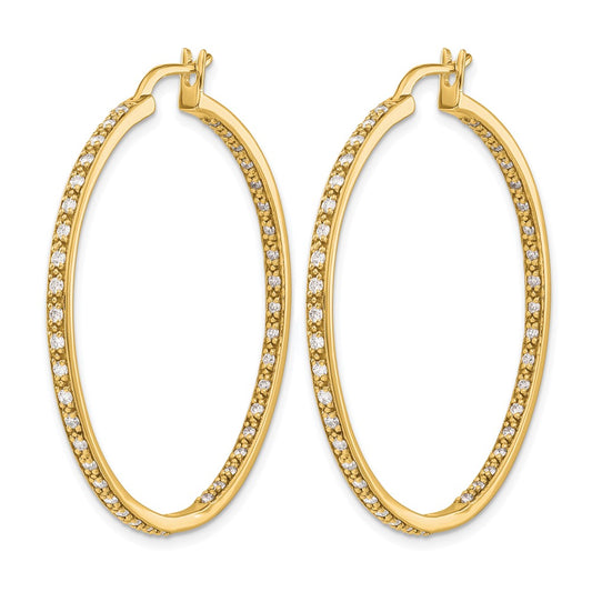 14K White Gold 7/8 ct Diamond In/Out Hoop Earrings, 39mm