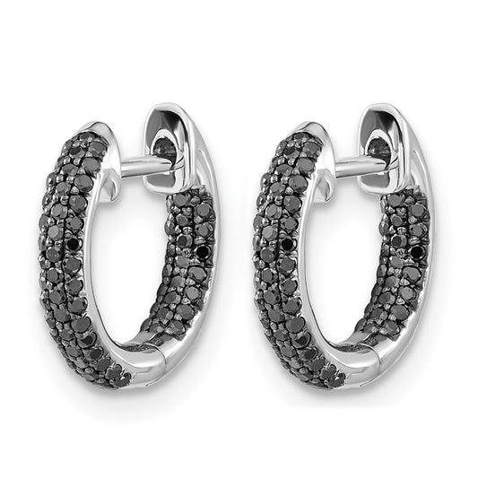 3-row 3/8 carat Black Diamond In/Out Hinged Hoop Earrings - WBC