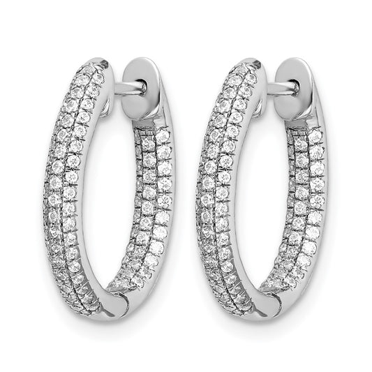 3-row 5/8 carat Diamond In/Out Hinged Hoop Earrings - WBC