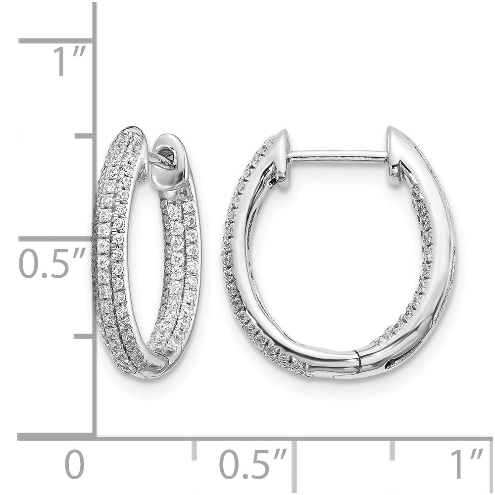 3-row 5/8 carat Diamond In/Out Hinged Hoop Earrings - WBC