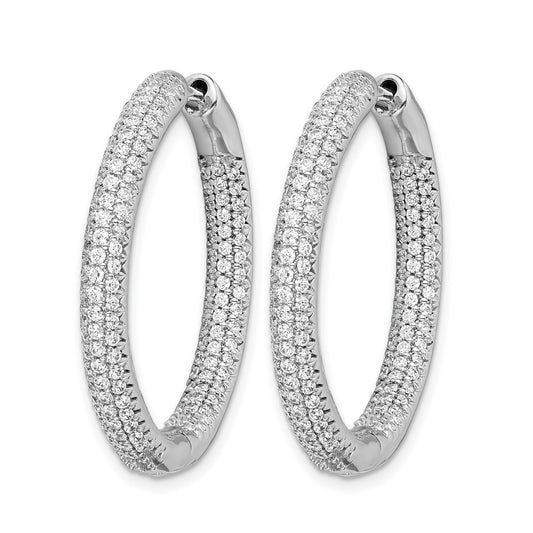 3-row 1.5 carat Diamond In/Out Hinged Hoop Earrings - WBC
