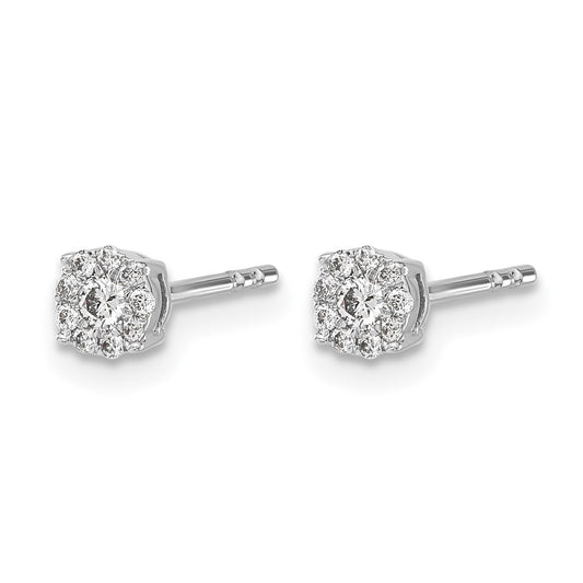 1/6 carat Diamond Halo Cluster Post Earrings - WBC