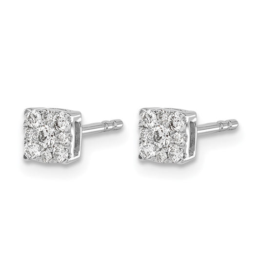 1/4 carat Diamond Halo Cluster Post Earrings - WBC