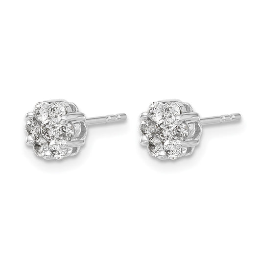 1/2 carat Diamond Cluster Push Back Post Earrings - WBC