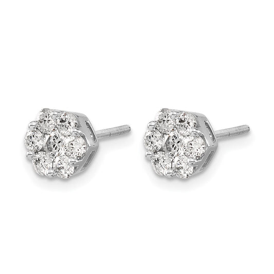 1.1 carat Diamond Cluster Screwback Post Earrings - WBC