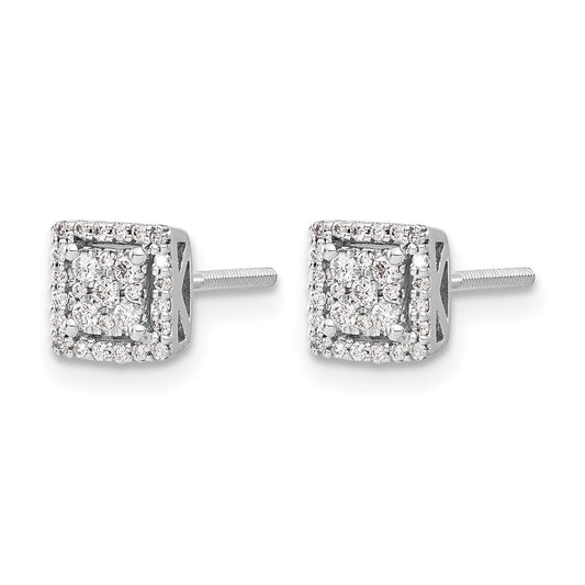1/4 carat Diamond Cluster Square Screwback Post Earrings - WBC