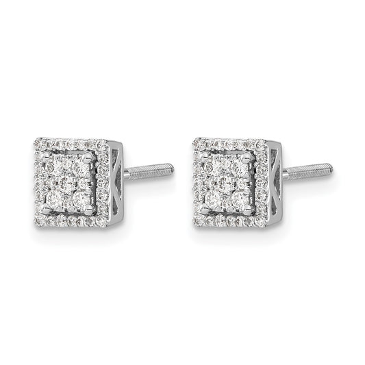1/3 carat Diamond Cluster Square Screwback Post Earrings - WBC