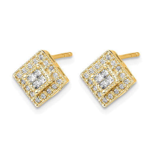 Polished 1/4 carat Diamond Square Cluster Post Earrings - WBC