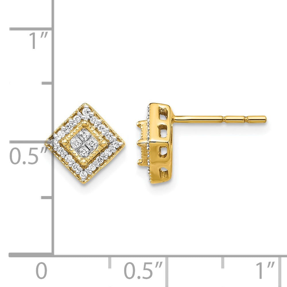 Polished 1/4 carat Diamond Square Cluster Post Earrings - WBC
