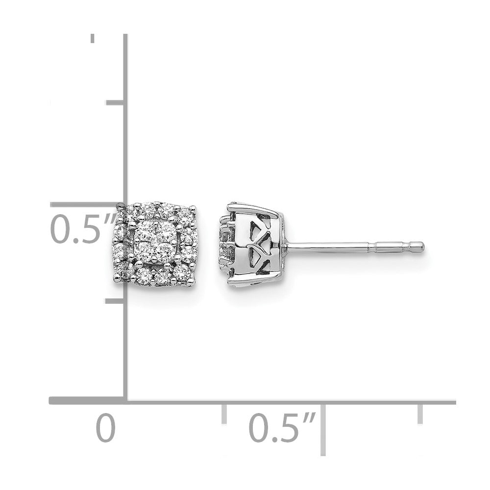 1/4 carat Diamond Square Halo Post Earrings - WBC