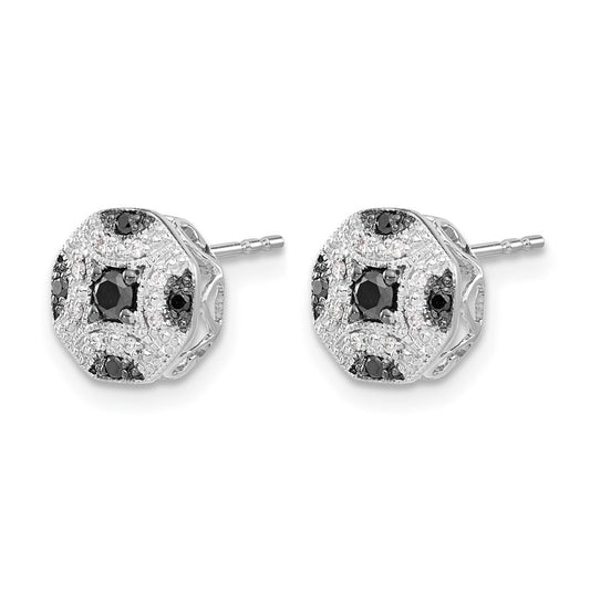 Fancy 1/4 carat and Black Diamond Octagon Post Earrings - WBC