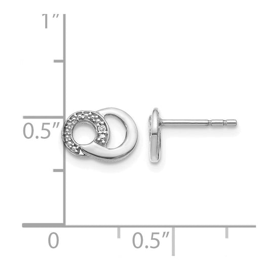 14K White Gold Diamond Circles Stud Earrings, 10mm