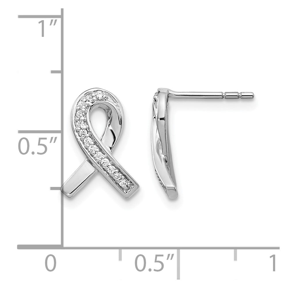 1/10 carat Diamond Awareness Ribbon Post Earrings - WBC