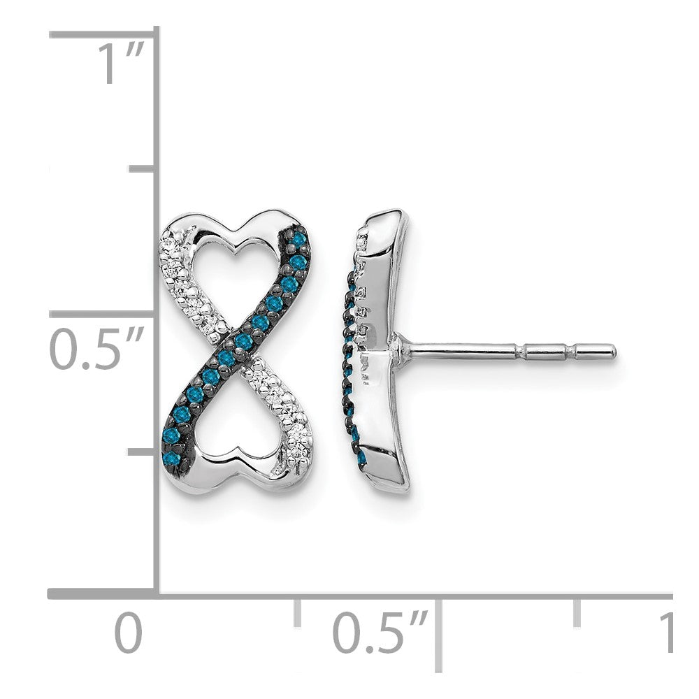 1/6 carat Blue and Diamond Infinity Heart Post Earrings - WBC