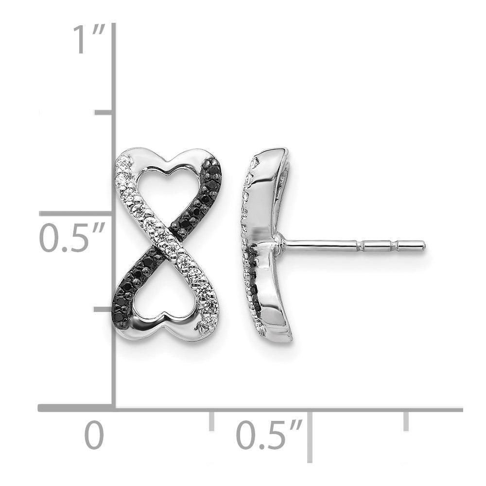 1/6 carat Black and Diamond Infinity Heart Post Earrings - WBC