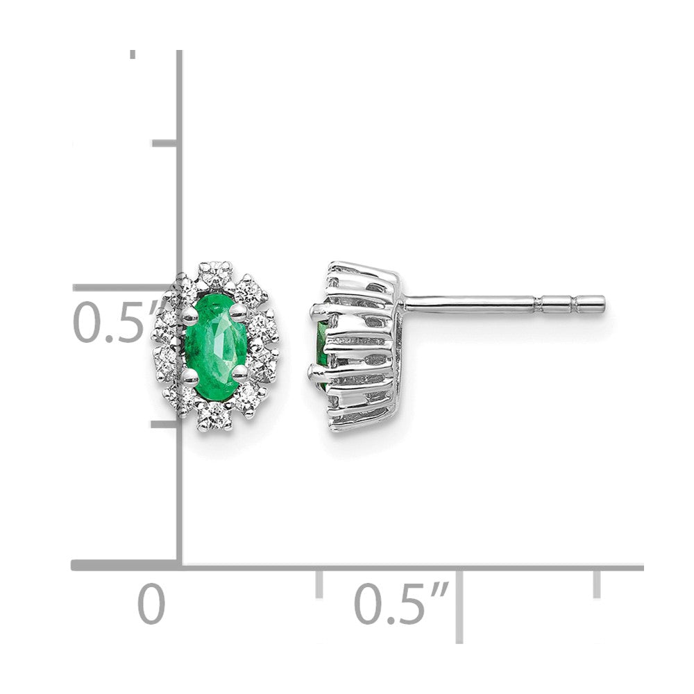 Oval Emerald and Diamond Halo Post Earrings - WBC