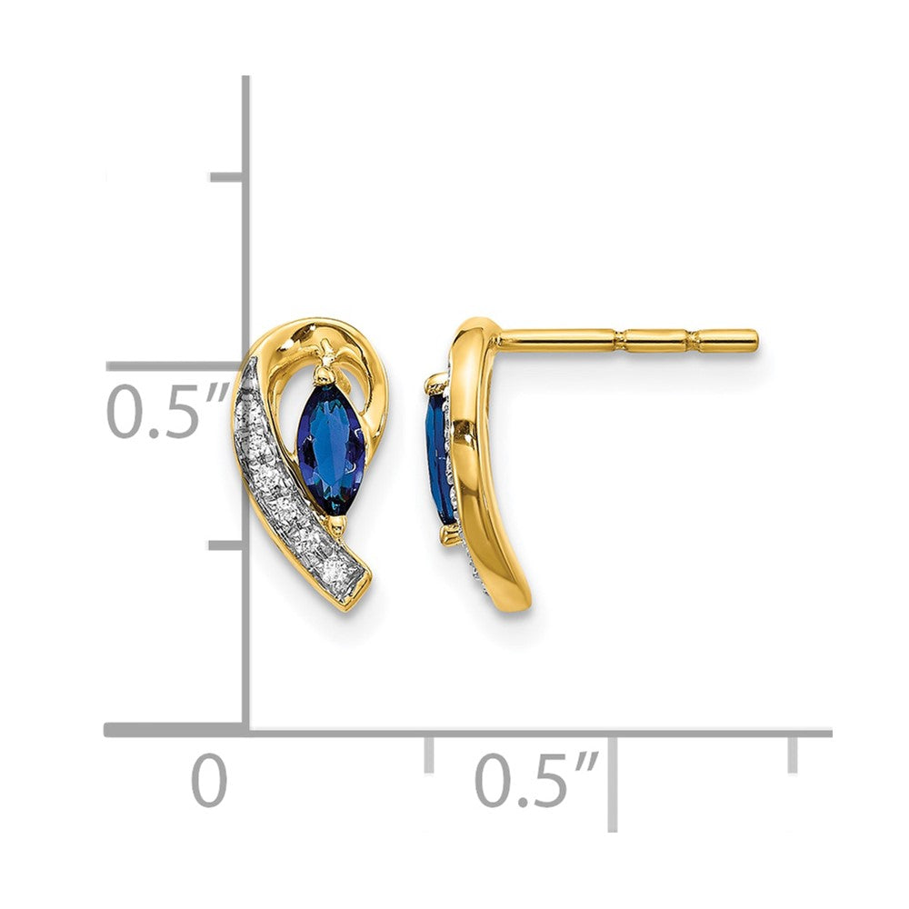 Marquise Sapphire and Diamond Curved Post Earrings - WBC