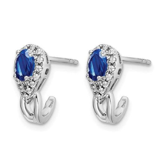 Oval Sapphire and Diamond J-Hoop Post Earrings - WBC