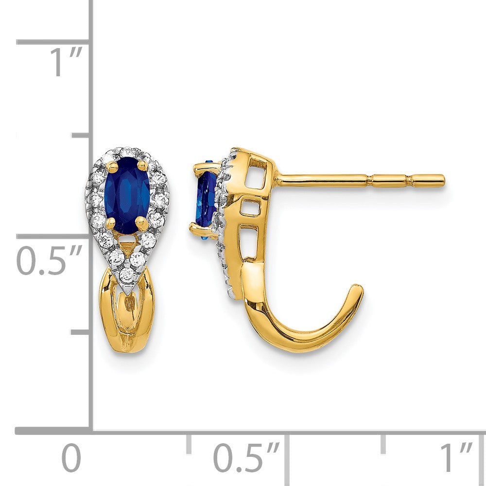 Oval Sapphire and Diamond J-Hoop Post Earrings - WBC