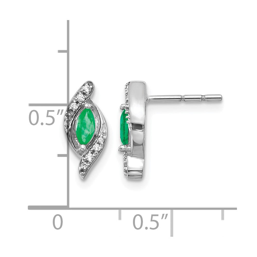 Marquise Emerald and Diamond Post Earrings - WBC