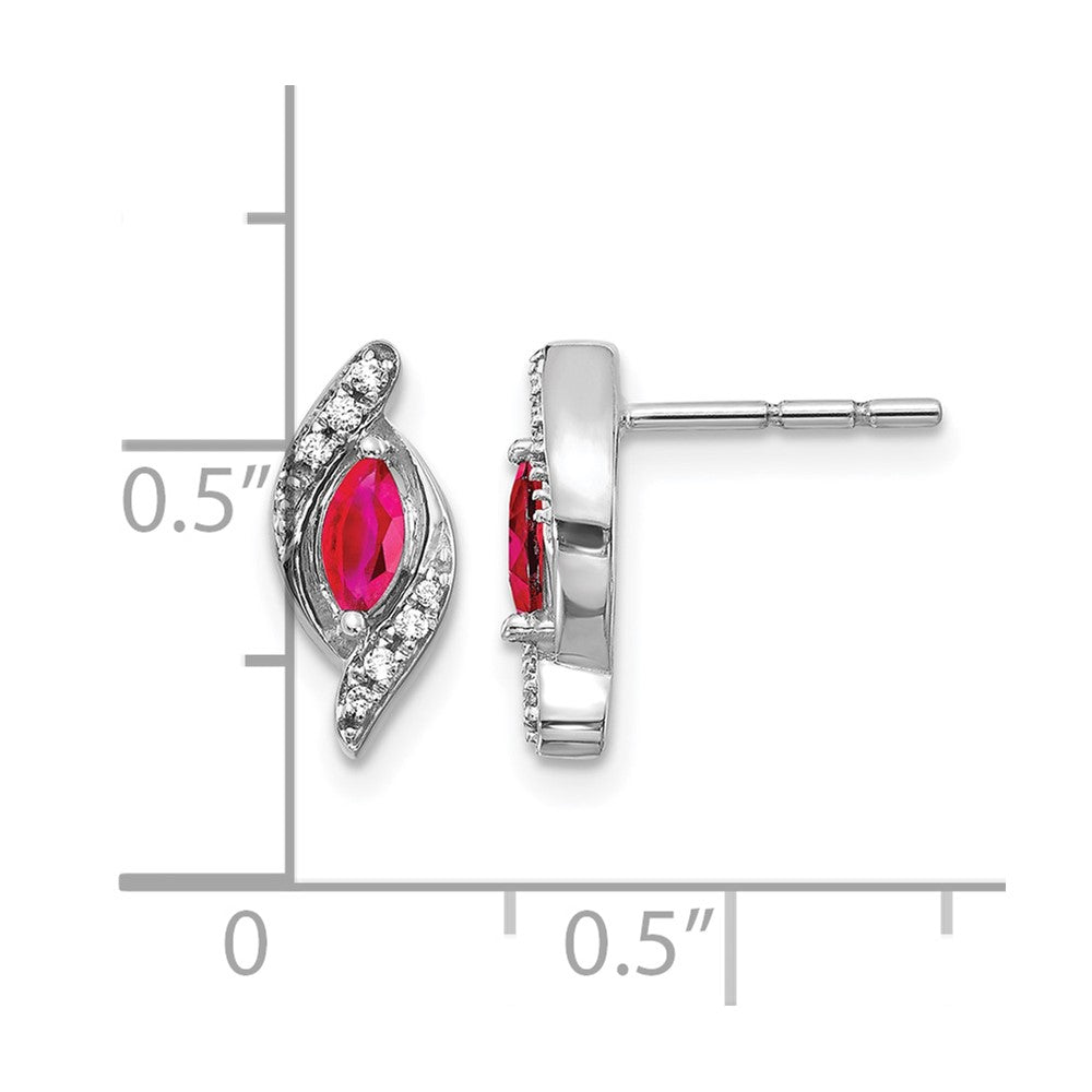 Marquise Ruby and Diamond Post Earrings - WBC