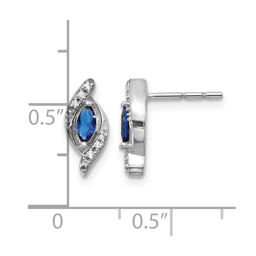 Marquise Sapphire and Diamond Post Earrings - WBC