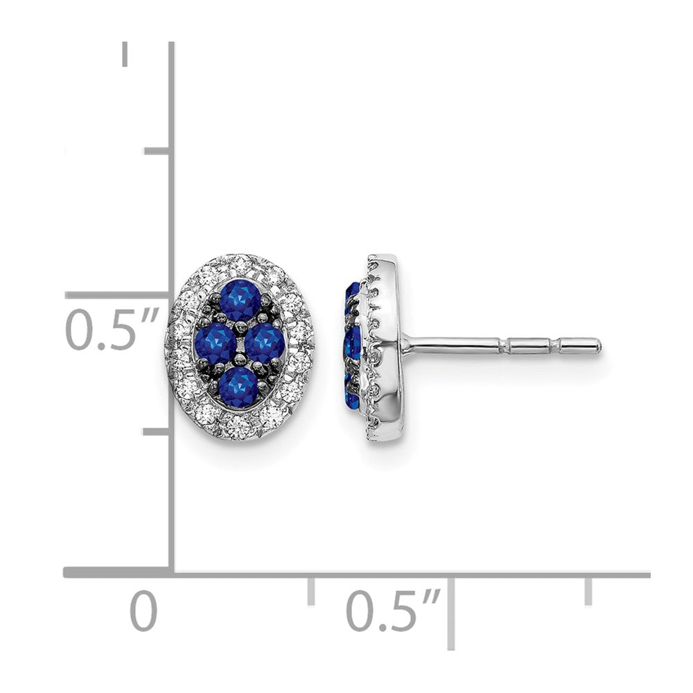 Sapphire Cluster and Diamond Halo Oval Post Earrings - WBC