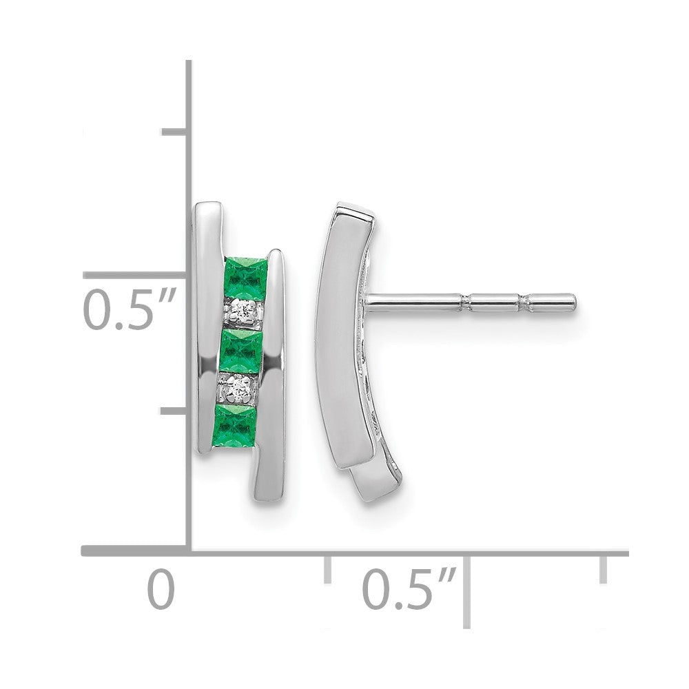 Princess Emerald and Diamond Post Earrings - WBC