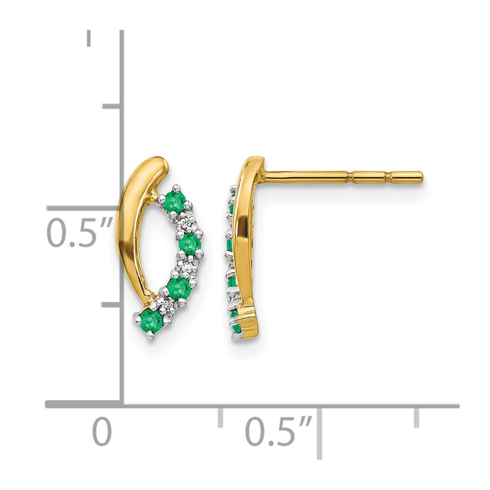 Emerald and Diamond Curved Post Earrings - WBC