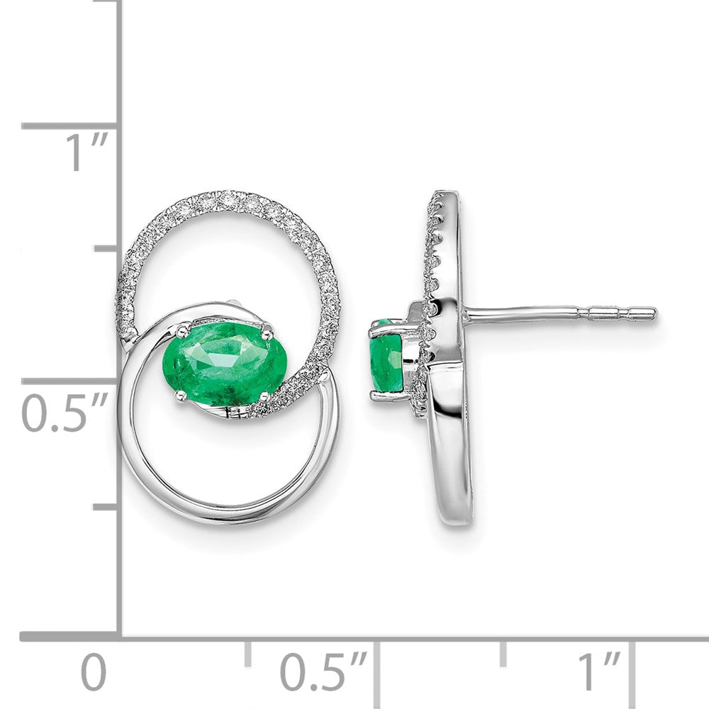 Double Circle Emerald and Diamond Post Earrings - WBC
