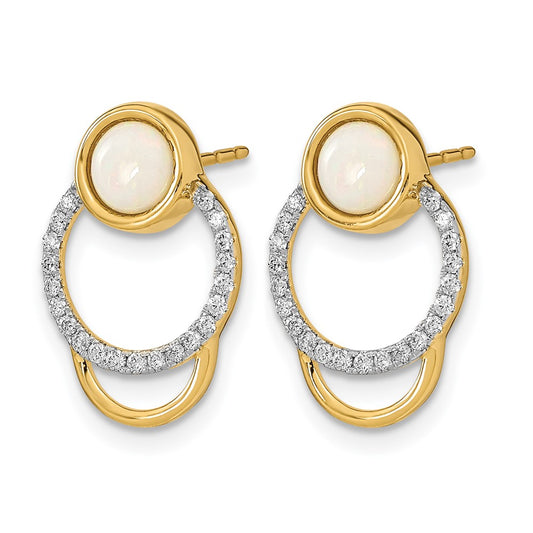 Polished 1/5 carat Diamond and Opal Circle Post Earrings - WBC