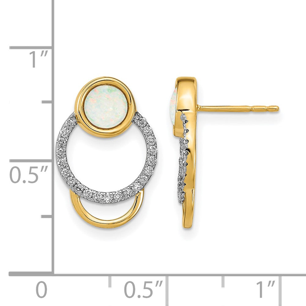 Polished 1/5 carat Diamond and Opal Circle Post Earrings - WBC