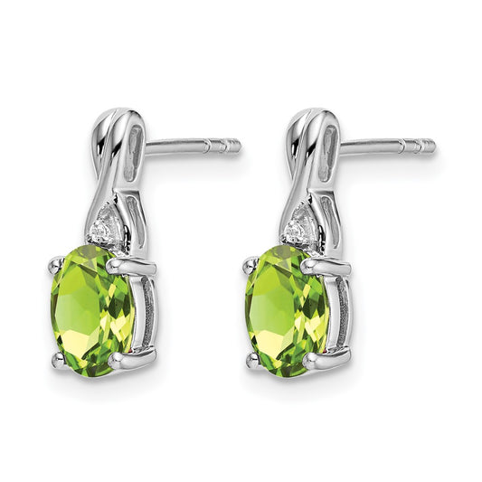 Oval Peridot and Diamond Post Earrings - WBC