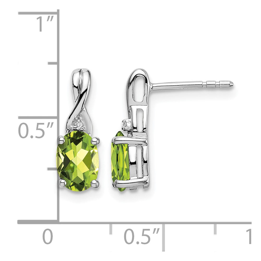 Oval Peridot and Diamond Post Earrings - WBC