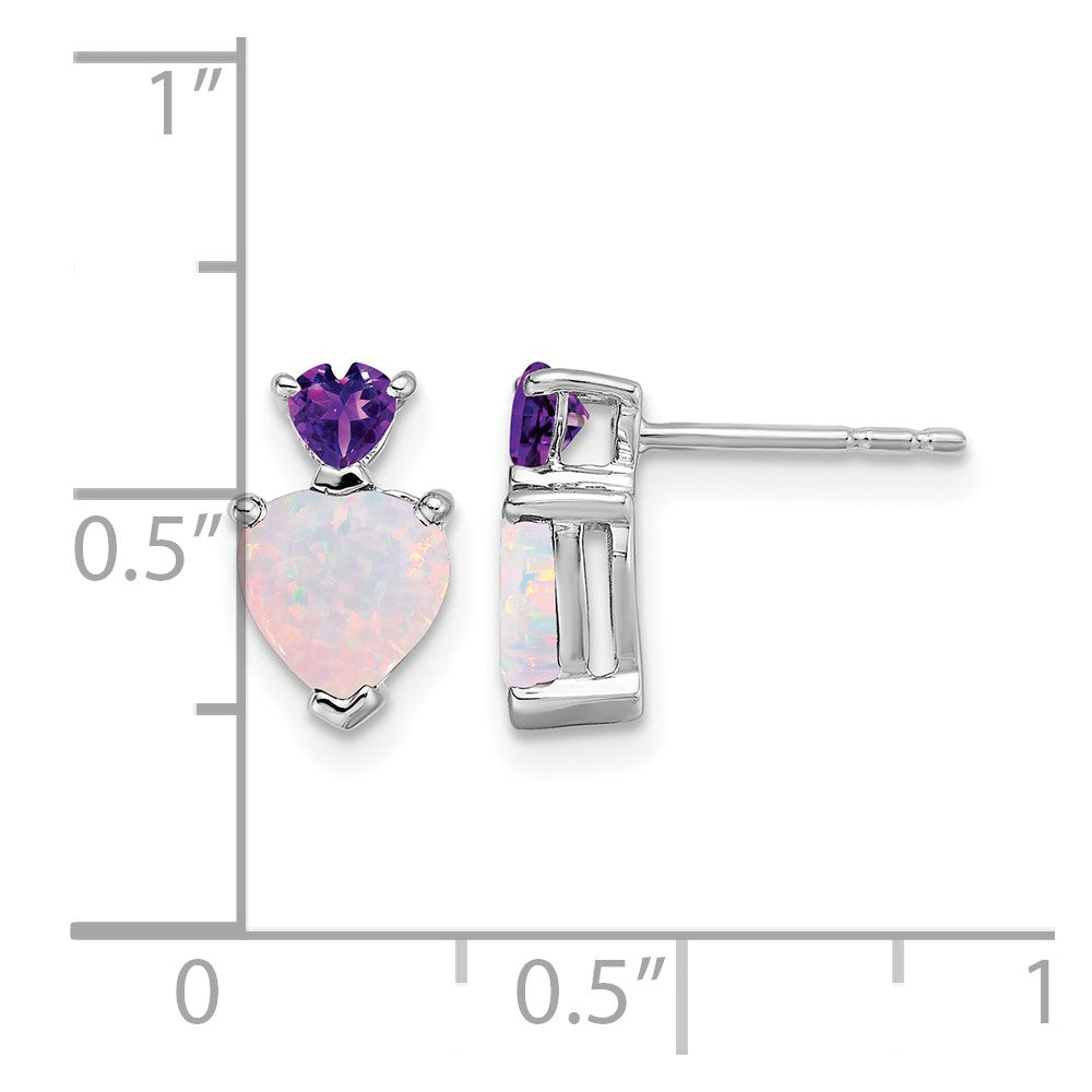Heart Lab Created Opal and Amethyst Post Earrings - WBC