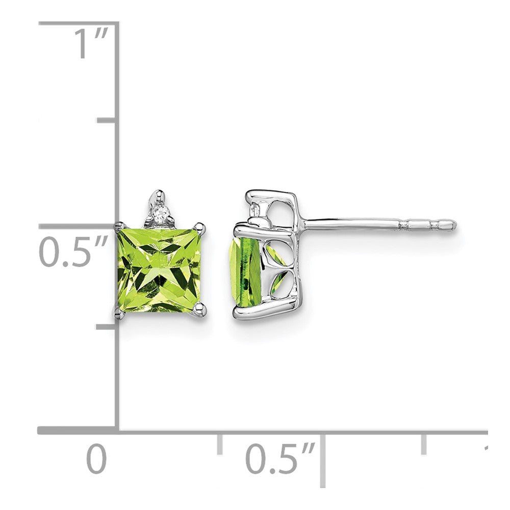 Princess Peridot and .01 carat Diamond Post Earrings - WBC