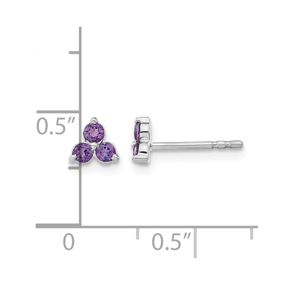 3-stone Round Amethyst Triangle Post Earrings - WBC