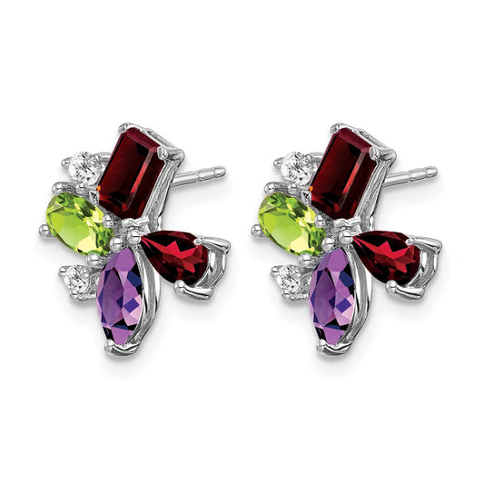 Amethyst/Peridot/Garnet/Diamond Post Earrings - WBC